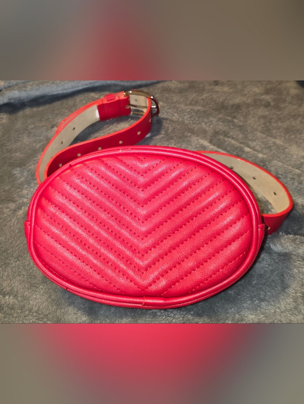 Steve Madden Red Chevron Quilted Belt Bag Fanny Pack
